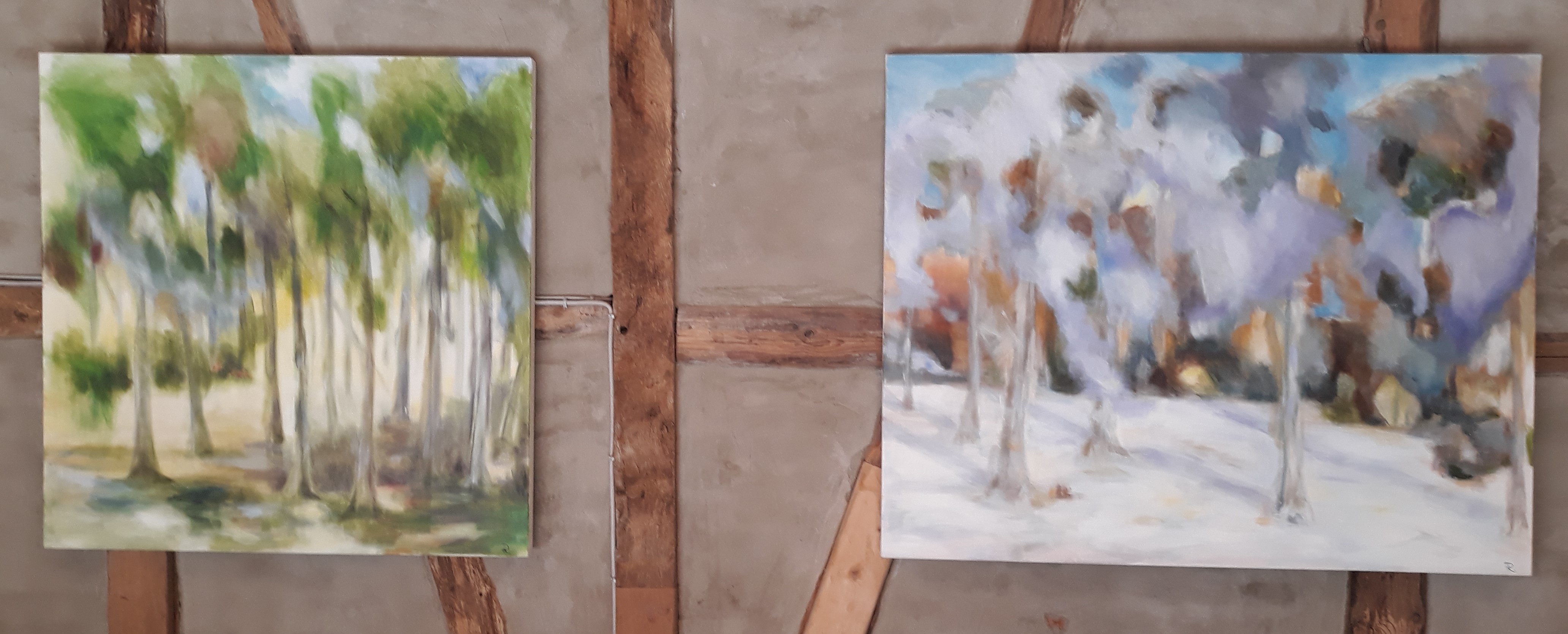 L1 + L4 (2009) Acryl auf Leinwand (1200 x 1200 mm + 1500 x 1200 mm)